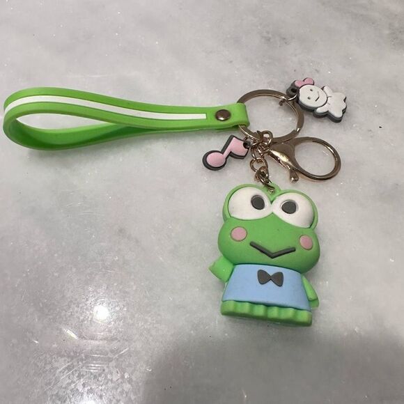 Sanrio Adorable Keroppi Keychain Keyring Green Frog Cartoon Character Charm 2'' - Picture 1 of 2